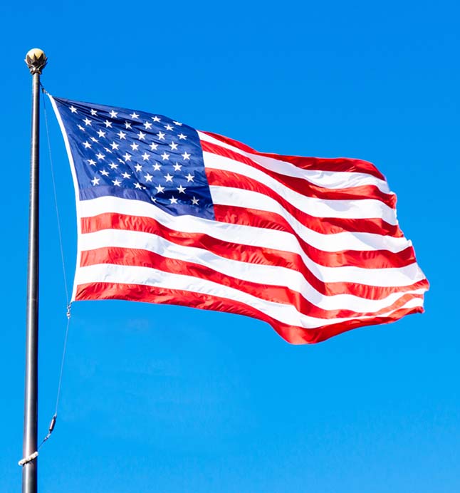 U.S. flag in wind