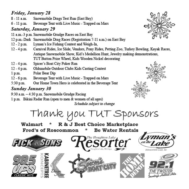 Revised Tip Up Town schedule of events