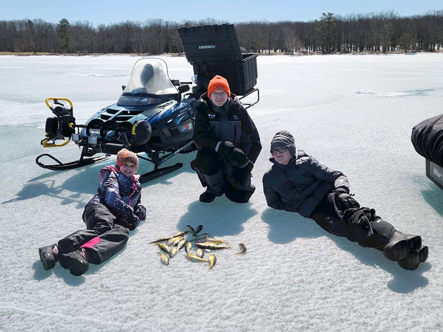 fishing group ice fishing kids