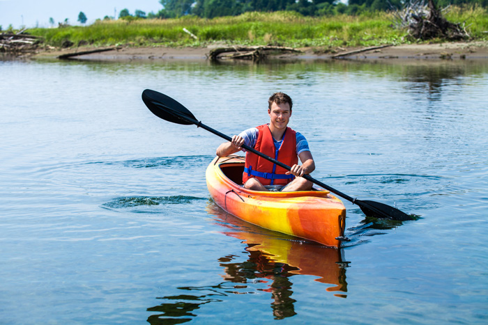 Kayaking on river