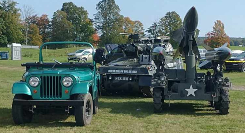 car show with old Jeep