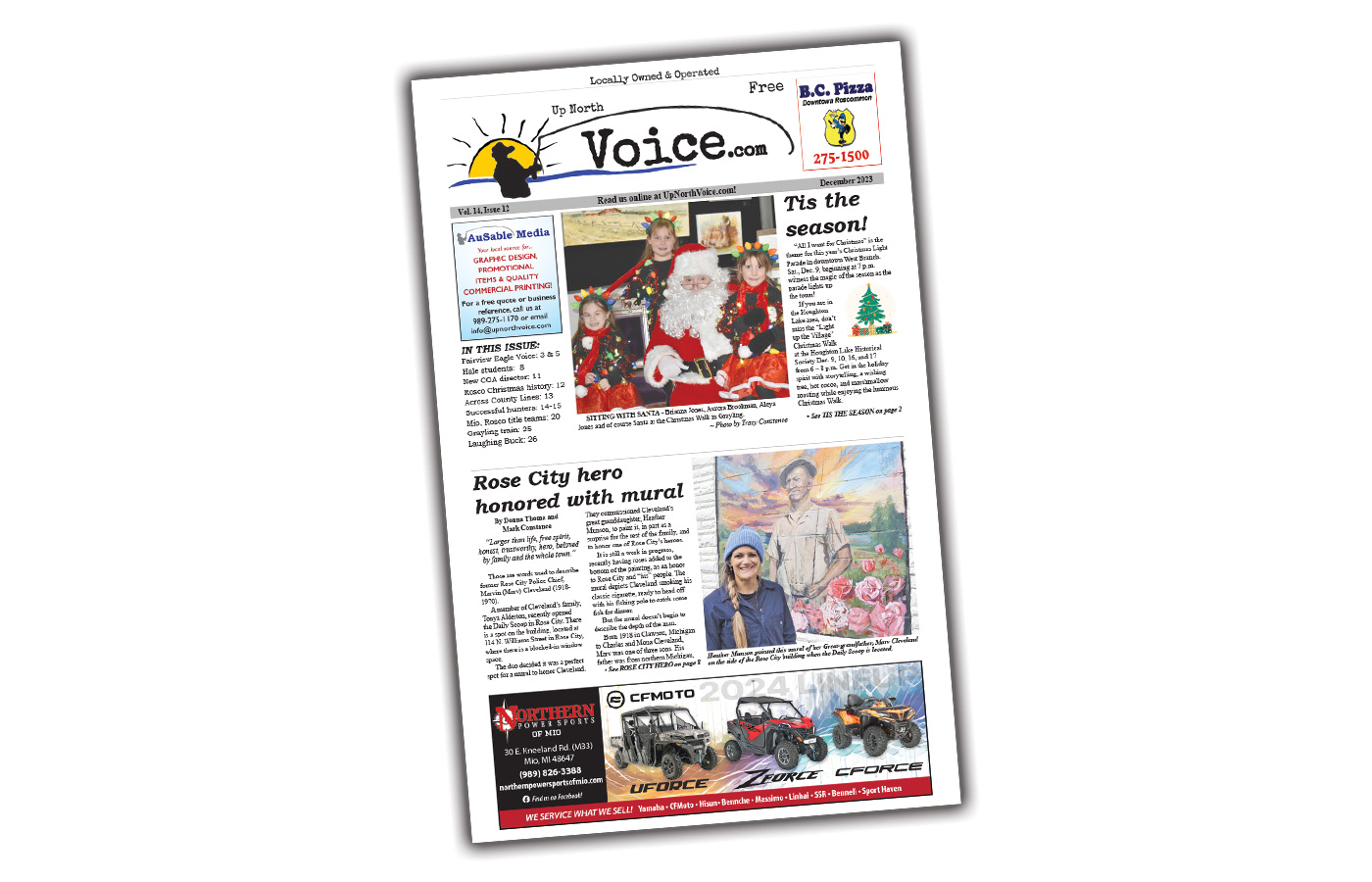 Up North Voice front page for December 2023