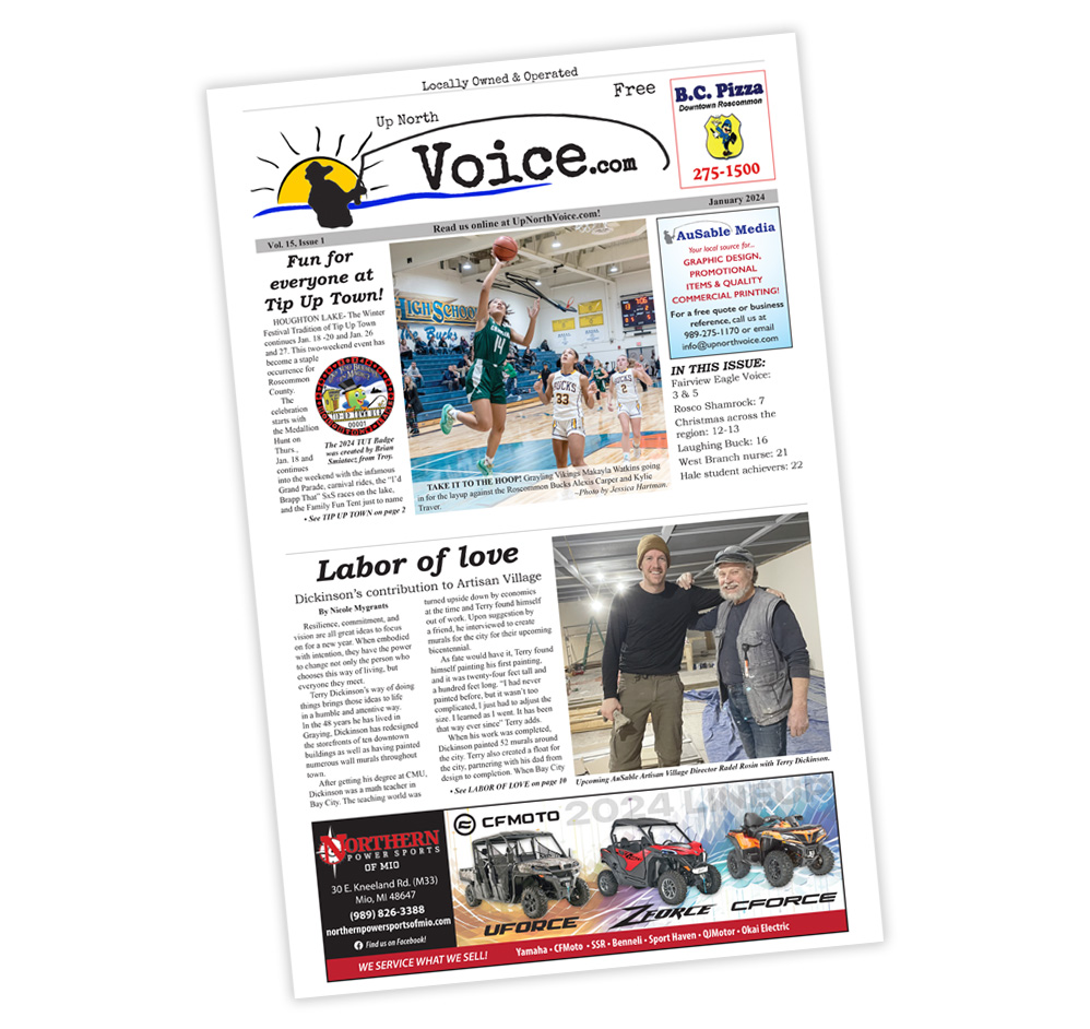 Front page of Up North Voice January 2024 issue