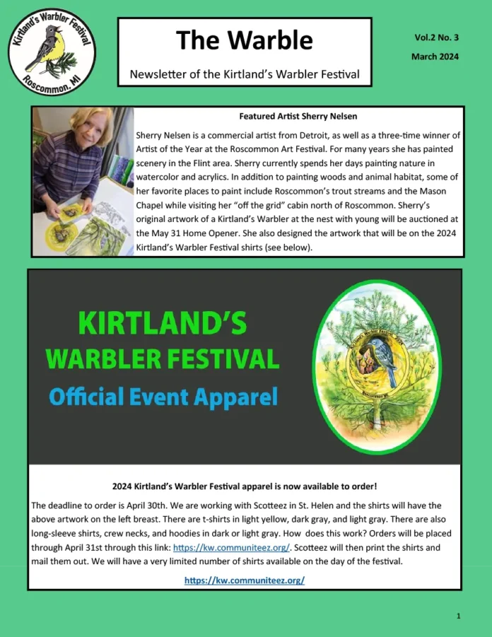 Kirtland Warbler Newsletter page 1