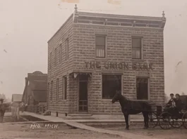 historic photo of bank in Mio, MI