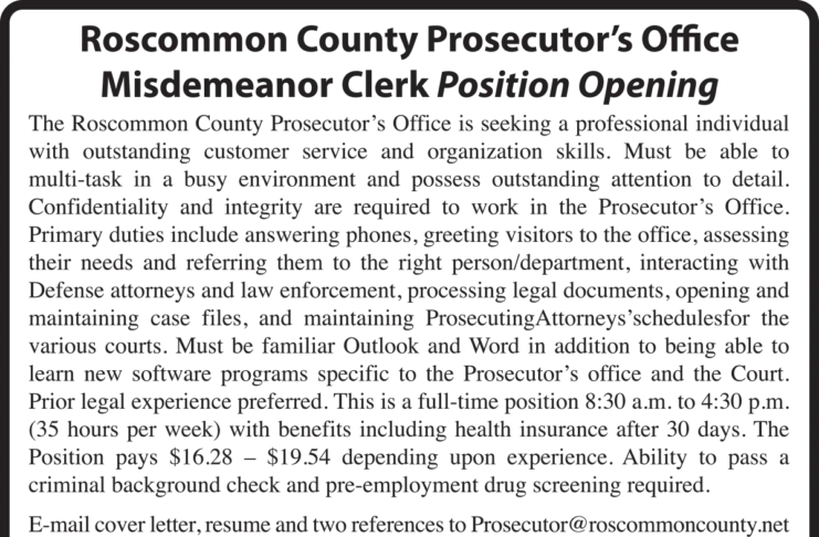 Position Opening at Roscommon County Prosecutor's Office
