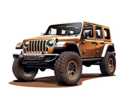 brown Jeep on white background