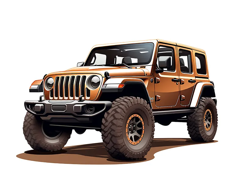 brown Jeep on white background