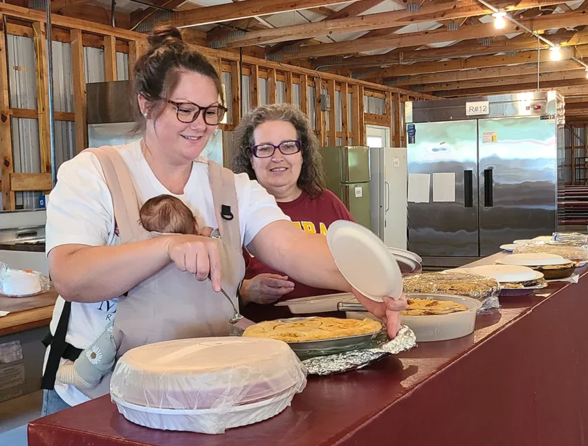 Justina Durfee and Donna serving up delicious pies