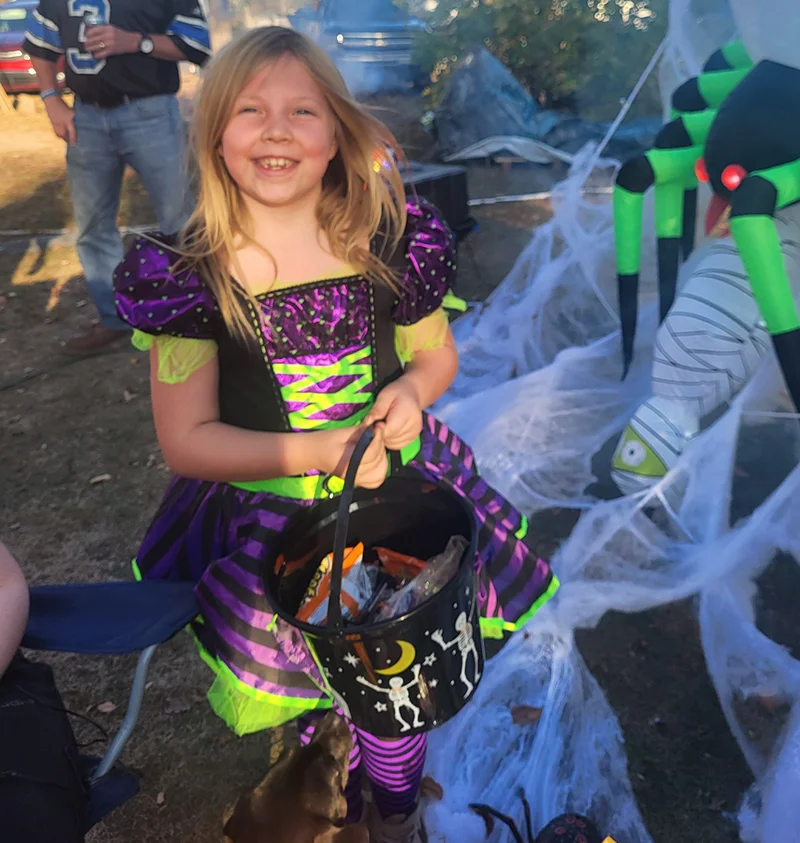 Briella dressed up like a witch for the festivities.