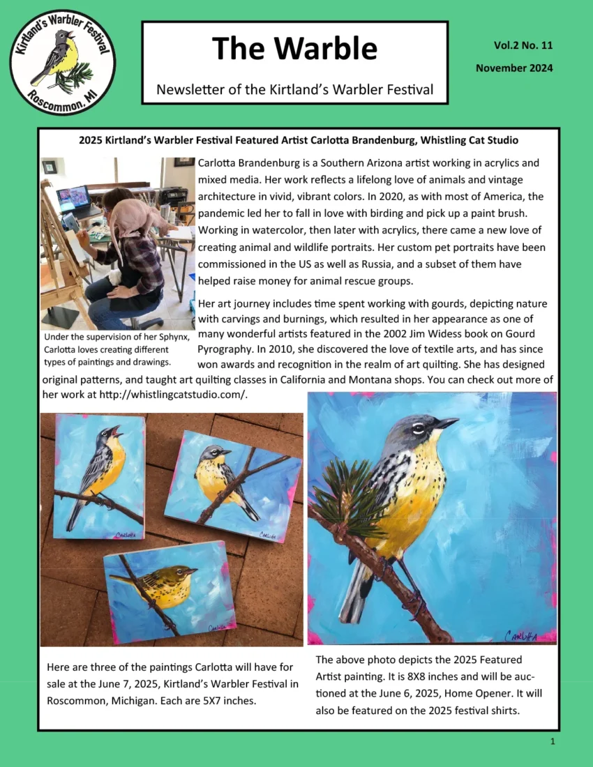 The Warble newsletter page 1