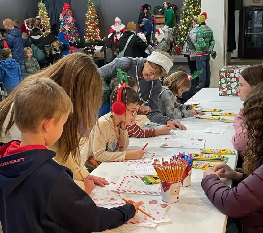 Kids crafts during the Christmas Walk in downtown Grayling.