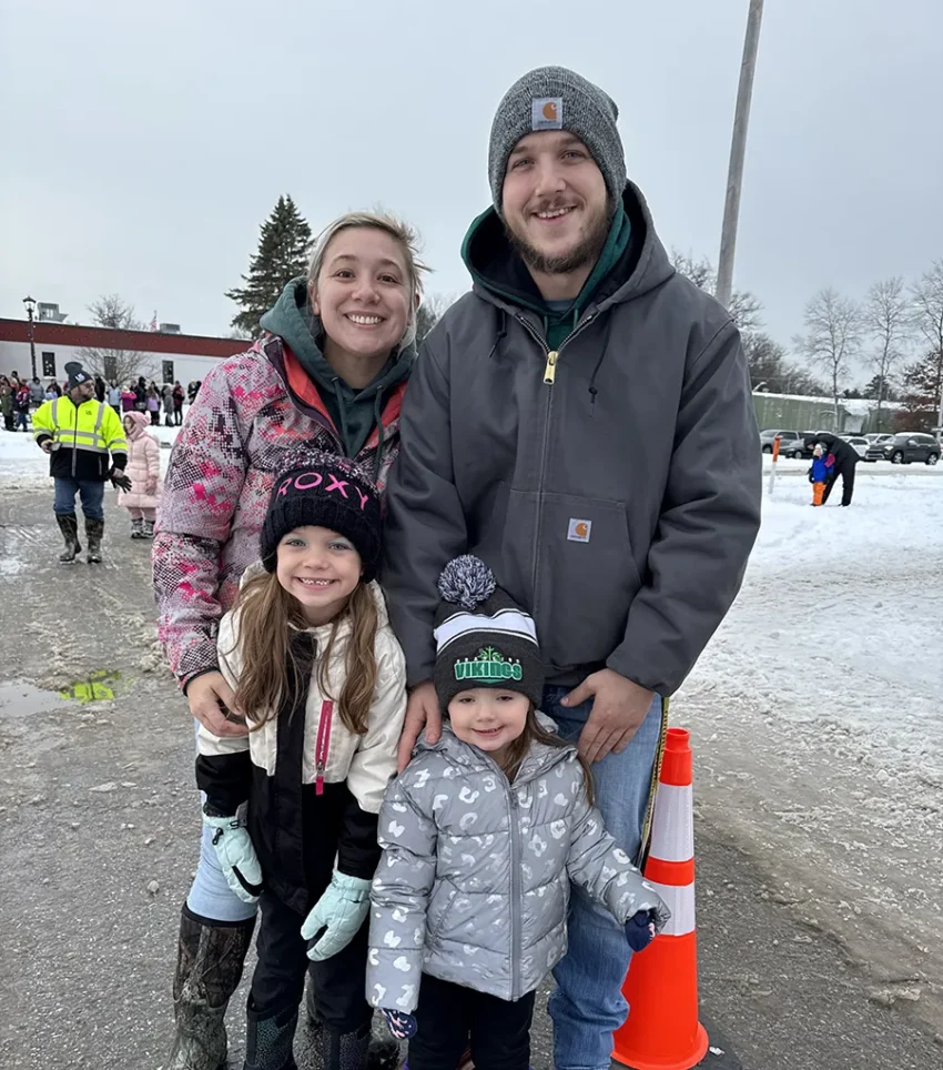 Waiting for Santa near the tracks were Spencer, Kelsey, Aria, and Sophie.