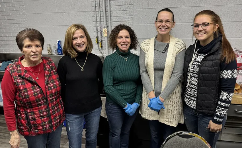Volunteering on behalf of the Children’s Assessment Center are (l-r) Ingrid Heinze, Luann Boggs, Jenny Boggs, Jessica Zettle, and Bre Thompson.