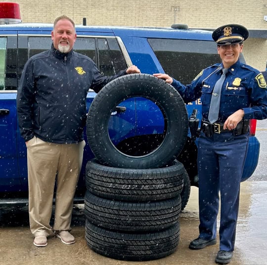 STOP now tires Ashley Miller and Nathan Lawes