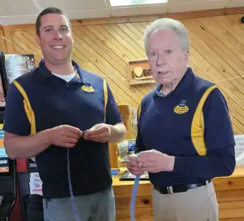 Pictured are Gerrish Police Chief -Eric Muszynski (left) and John Ellis, Sr.- Chairman (right).
