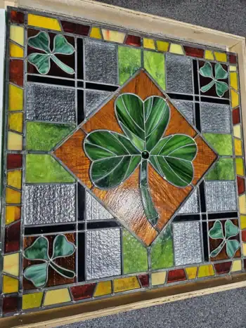 Vanessa Johnson, owner of VJ's Sunshine Studio in Elkton, crafted this stained glass artwork to decorate the inside of the Irish Kilt.