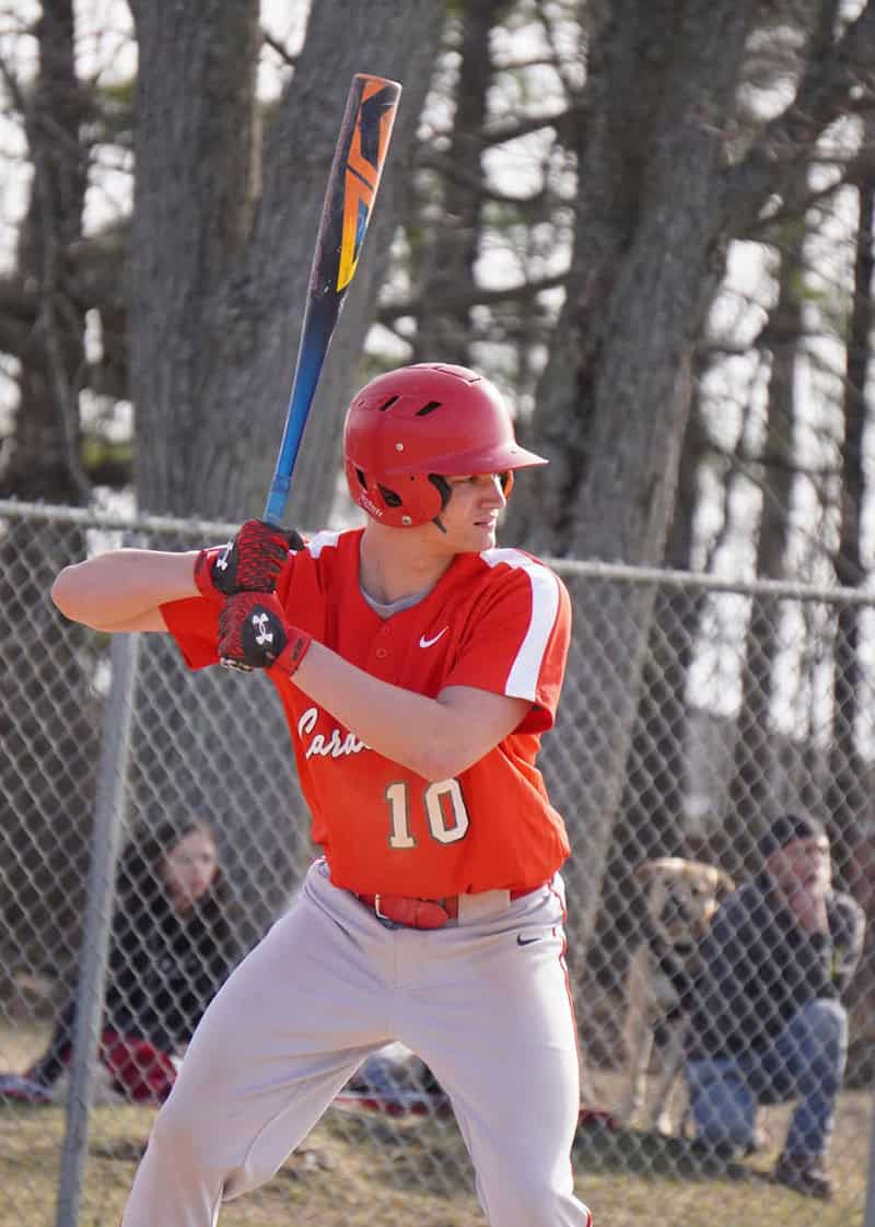 Sophomore Aiden Bell from Whittemore Prescott up to bat.