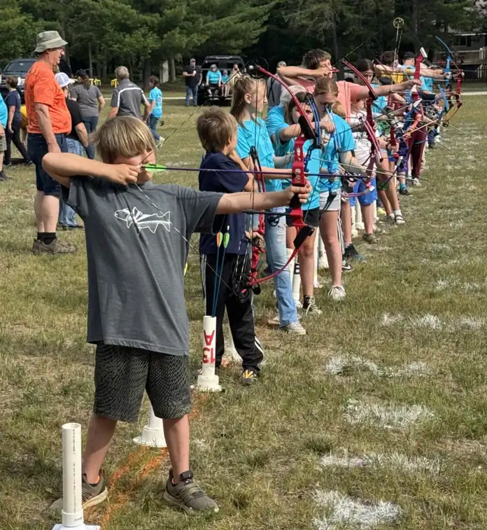 Centershot front page Youths from across the region participated in “Kicking Bear” archery at Bambi Lake. Pictured is Kieran Peer of Roscommon.