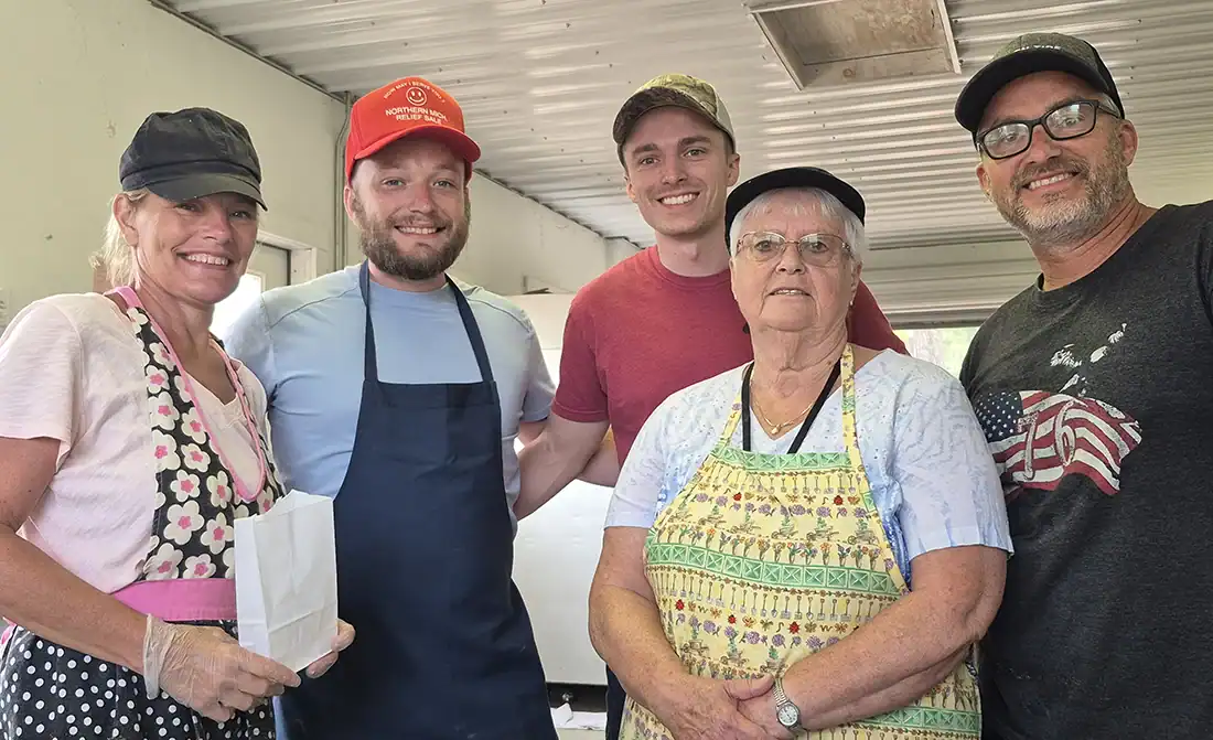Fairview residents Meredith Larson, Spencer Johnson, Grant Lietzke, Jill Lietzke, Mike Lietzke graciously donating their time to make and sell homemade donuts.