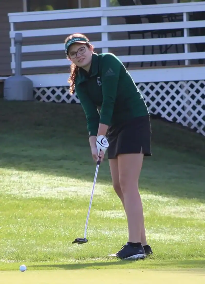 Sophia LaGattuta starting her golf season off right for the Grayling Vikings.
