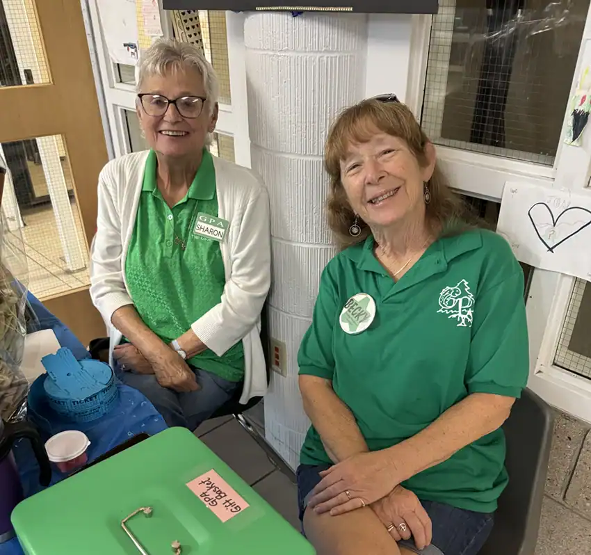 Sharon Longer and Becky Walrath were selling raffle tickets for a massive gift basket.