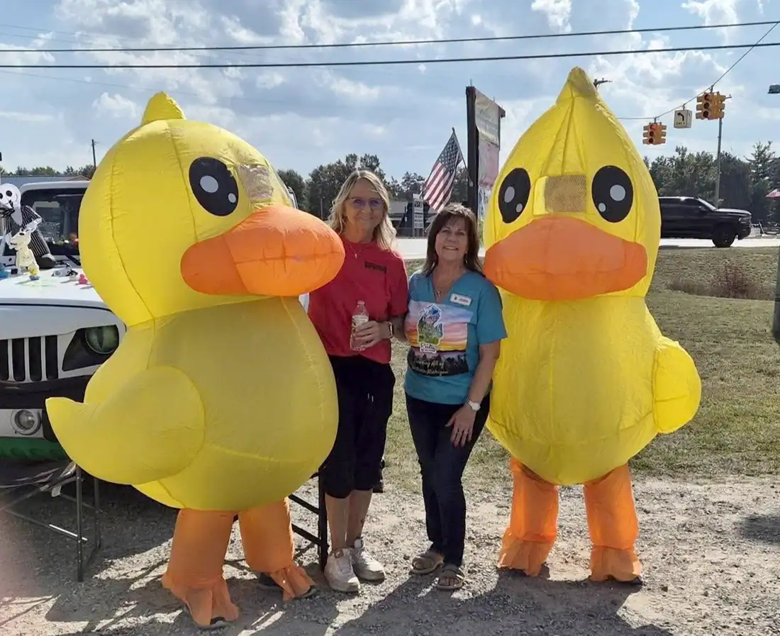 Amy Helsel-McClain, director of Crawford County Toys for Tots, and event organizer Mary Becker.